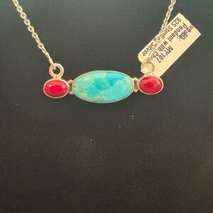 Mohave Turquoise and Red Dahlia Stones Necklace